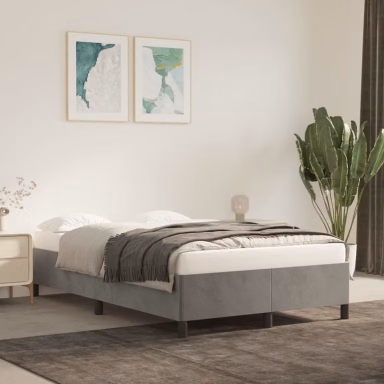The Living Store Struttura letto grigio chiaro 120x200 cm in velluto