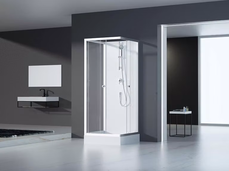 Doccia completa MARWELL Doccia completa White Dream 90 x 90 x 200 cm - set completo incl. piatto doccia e rubinetto - installazione reversibile - sistema di profili in alluminio di alta qualità