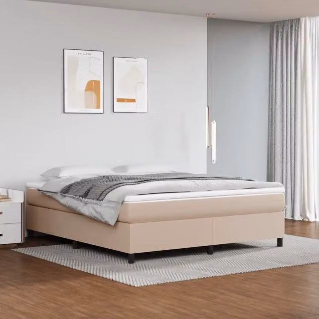 Letto Ibrido con Materasso e Struttura Imbottita vidaXL in Similpelle Beige L/P: 160 x 200 cm – 1