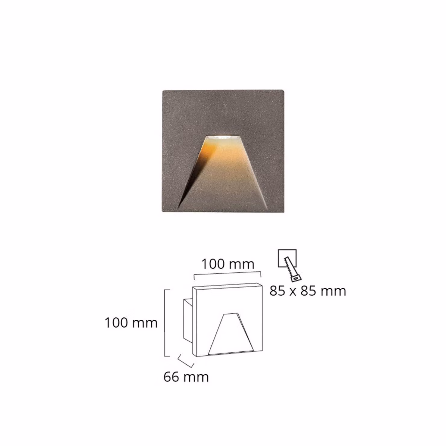 Viokef Lampada da incasso a LED Space, grigio, 10x10 cm Space, Alluminio / Grigio / Zincato, calcestruzzo / cemento, Moderno, Applique da esterni