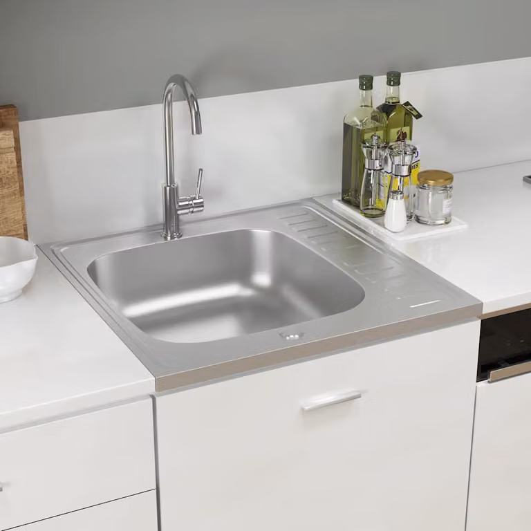 Lavello da cucina con scarico vidaXL in acciaio color argento L/P/H: 60 x 60 x 15,5 cm