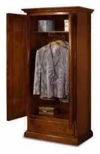 Armadio a due ante KIVIO in legno massiccio noce stile arte povera L: 180 cm, P: 45 cm, H: 180 cm – 2