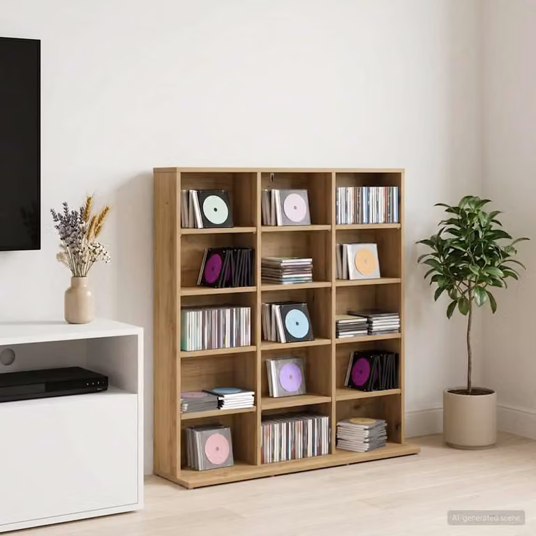 Mobile per CD vidaXL in legno Rovere Marrone con ripiani regolabili L: 96 cm, P: 23,5 cm, H: 97,5 cm