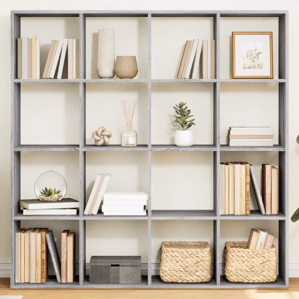 Libreria a muro vidaXL Grigio in Legno e MDF L: 137,5 cm, P: 29 cm, H: 137,5 cm – 1