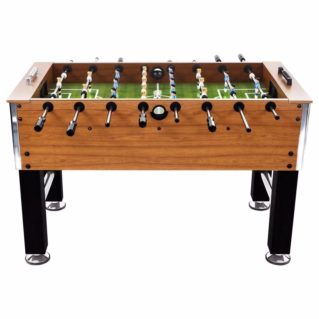 Tavolo Calcio Balilla Acciaio 140x74,5x87,5cm Marroncino e Nero