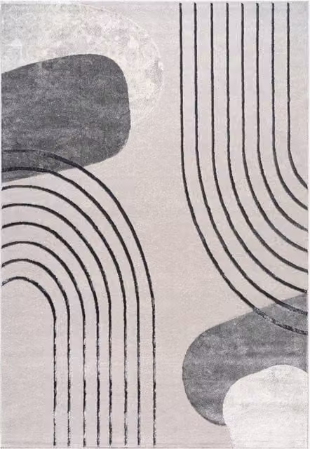 Tappeto Tiana grigio e beige con effetto alto basso, design geometrico moderno, L: 160 cm x P: 230 cm