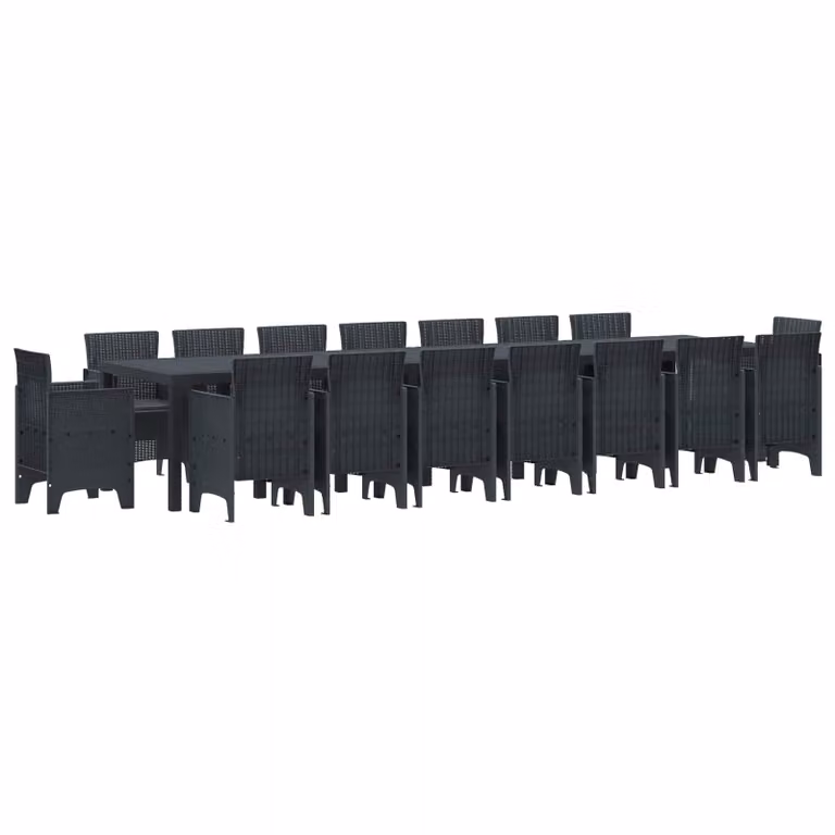 Set da pranzo da giardino vidaXL in rattan antracite con 17 pezzi e cuscini
