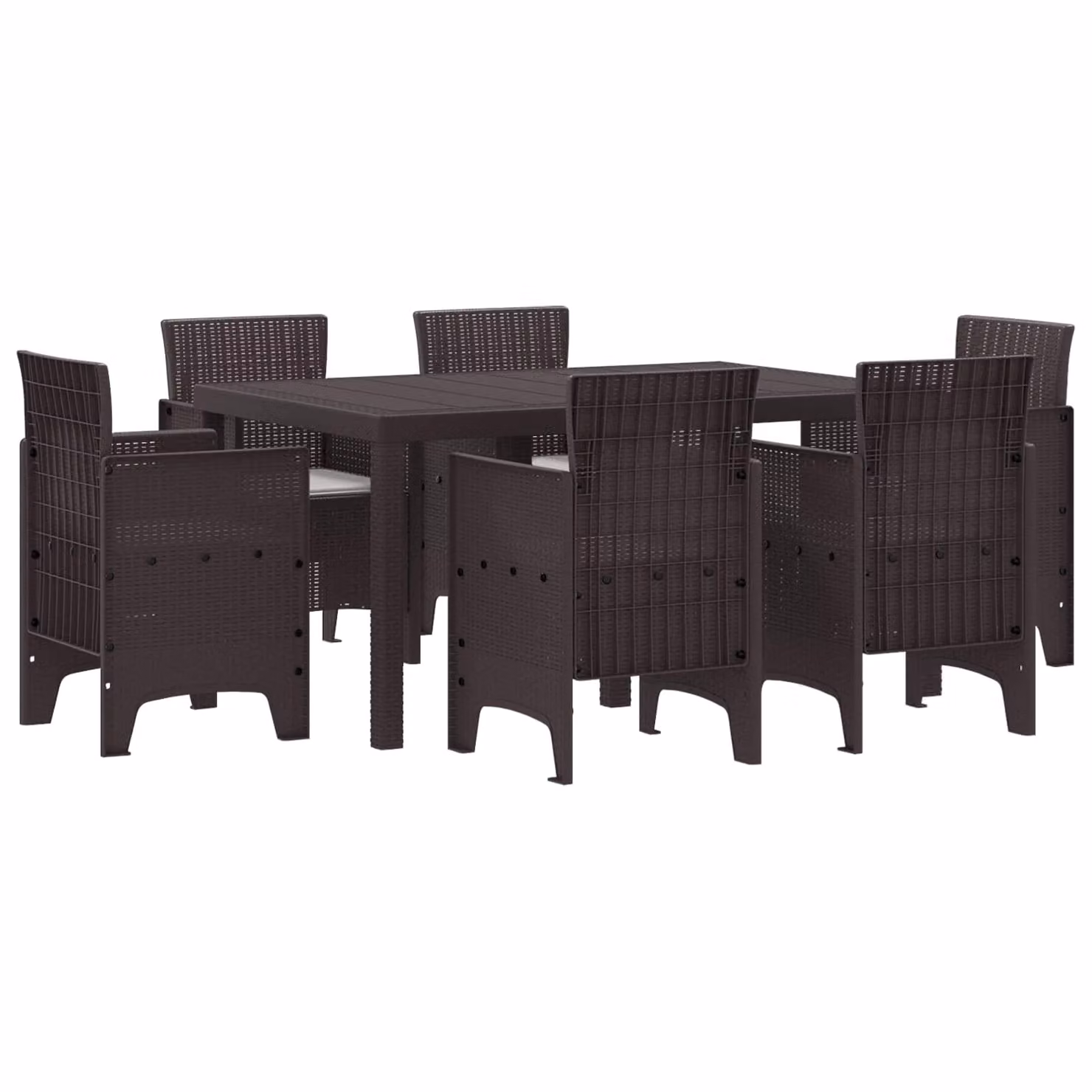 vidaXL Set da Pranzo per Giardino 7 pz Marrone Rattan Polt