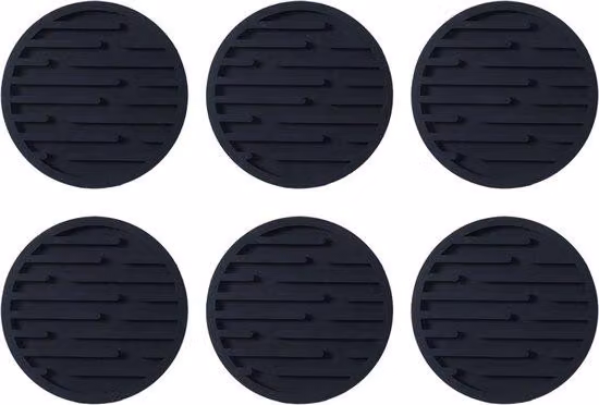 Rondelle in silicone - Rondelle per vetro - Set di rondelle - Nero - 6 pezzi