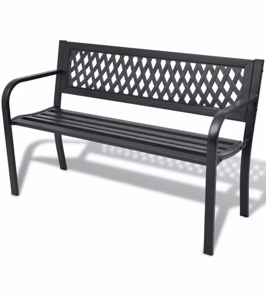 Panchina da Giardino 118 cm in Acciaio Nera