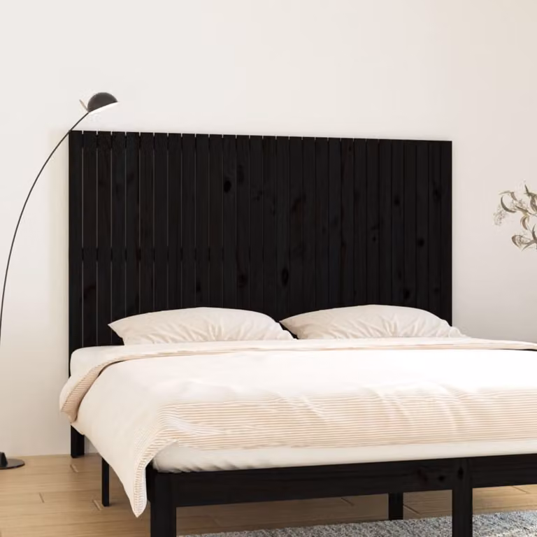 Testiera da parete vidaXL in legno massello di pino nero, L: 185 cm, H: 110 cm, P: 3 cm