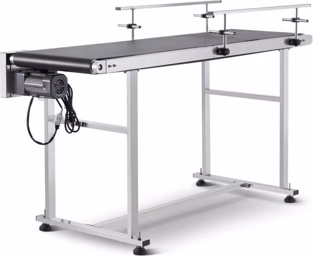 Nastro trasportatore motorizzato in acciaio inox 1498,6x398,8 mm con nastro in PVC a velocità regolabile per fai da te e officina