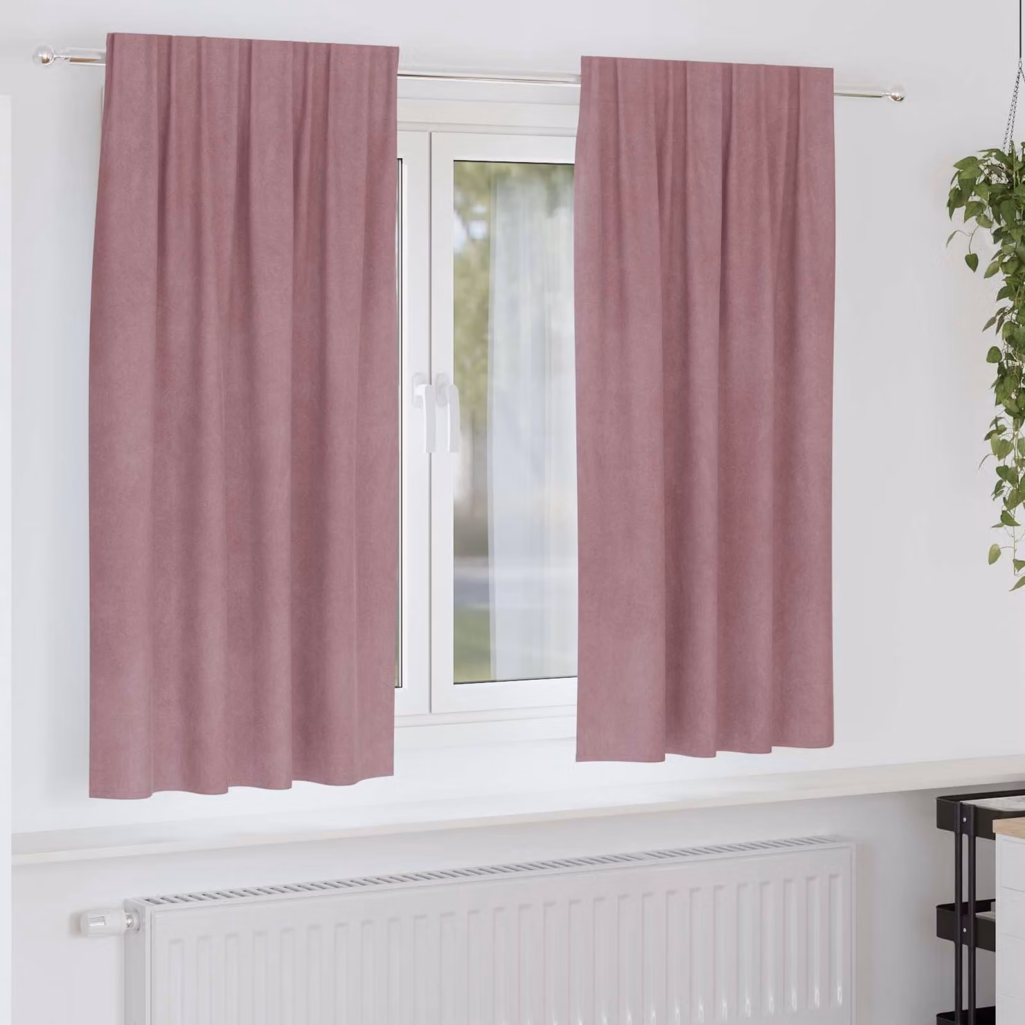 Set di 2 tende oscuranti vidaXL in velluto rosa, L: 140 cm, H: 175 cm