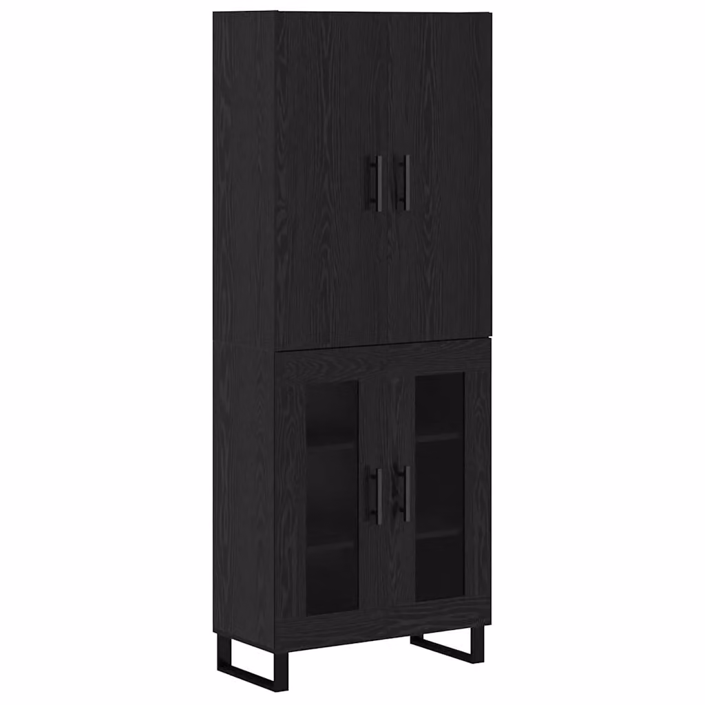 Set di 2 credenze moderne vidaXL in rovere e nero L/P/H: 69,5 x 34 x 180 cm – 2