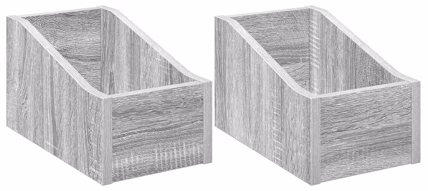 Scatola per dischi in vinile, 2 pezzi, colore grigio Sonoma, dimensioni 18 x 32 x 18 cm, realizzata in materiale composito di legno