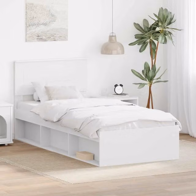 Struttura del letto-Giroletto-Rete del Letto Bianco 90 x 190 cm Legno multistrato 202800