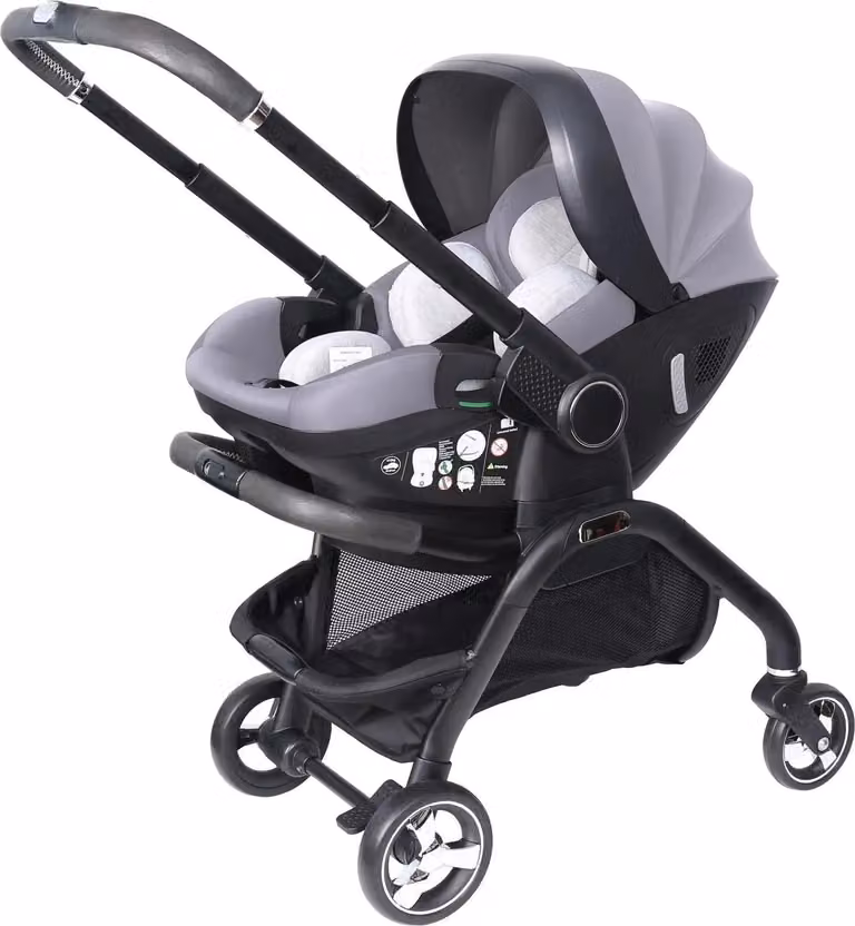 Carrozzina per bambini, design compatto, navicella leggera per bambini, grigio
