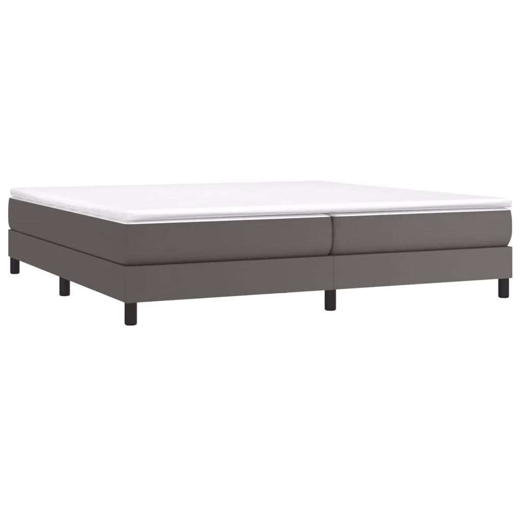 Giroletto a Molle con Materasso Grgio 200x200 cm in Pelle finta