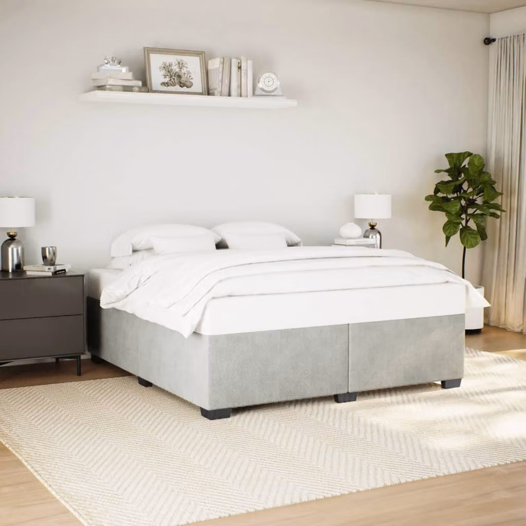 vidaXL Giroletto senza Materasso in Velluto Grigio Chiaro L/P: 180 x 200 cm – 1
