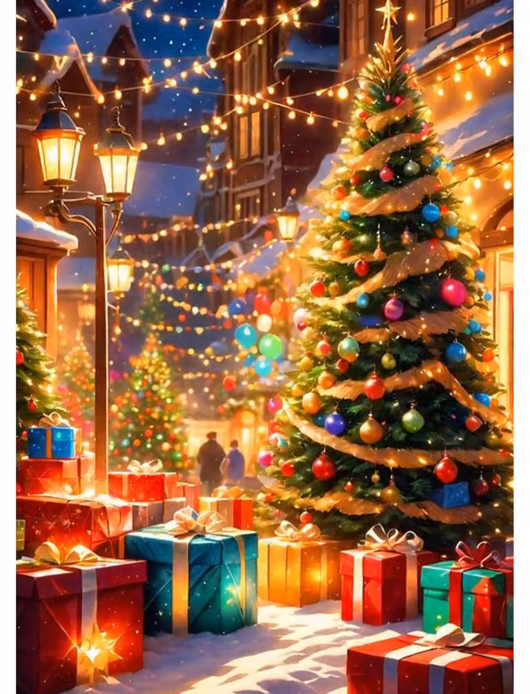 Dipinto a diamante 5D, tema albero di Natale, 30x40 cm, forma circolare, kit fai-da-te per adulti