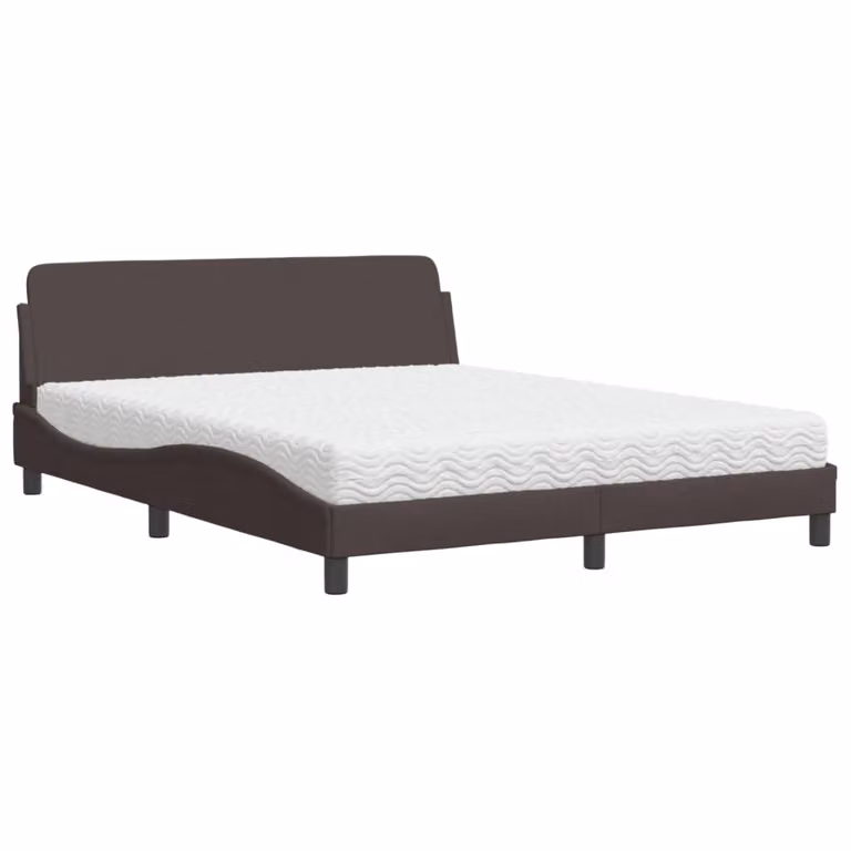 Letto con Materasso Dover Marrone Scuro 160x200cm Tessuto