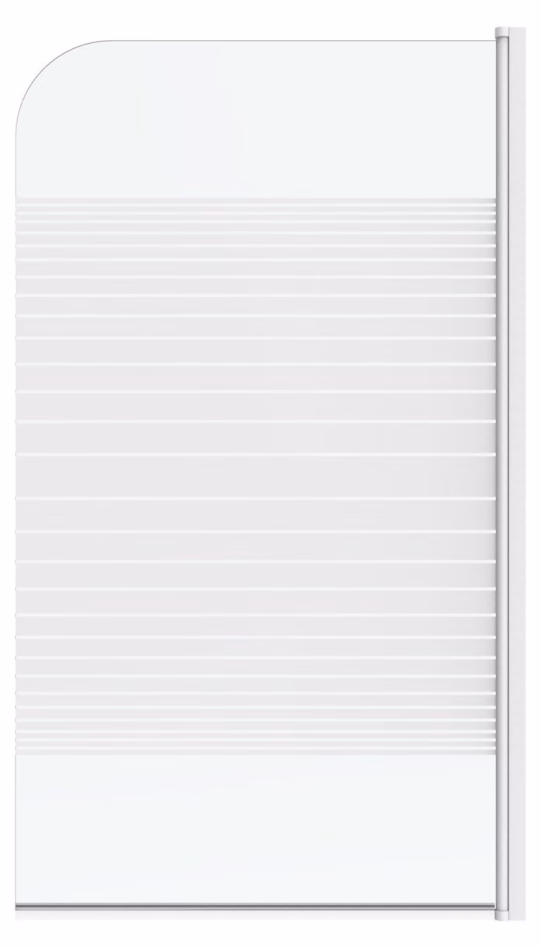 Paravento pieghevole per vasca da bagno Marwell White Stripes 1, a 1 anta 75 x 140 cm - Paravento per vasca da bagno in bianco opaco - Attacco per vasca da bagno con vetro trasparente - Cabina doccia
