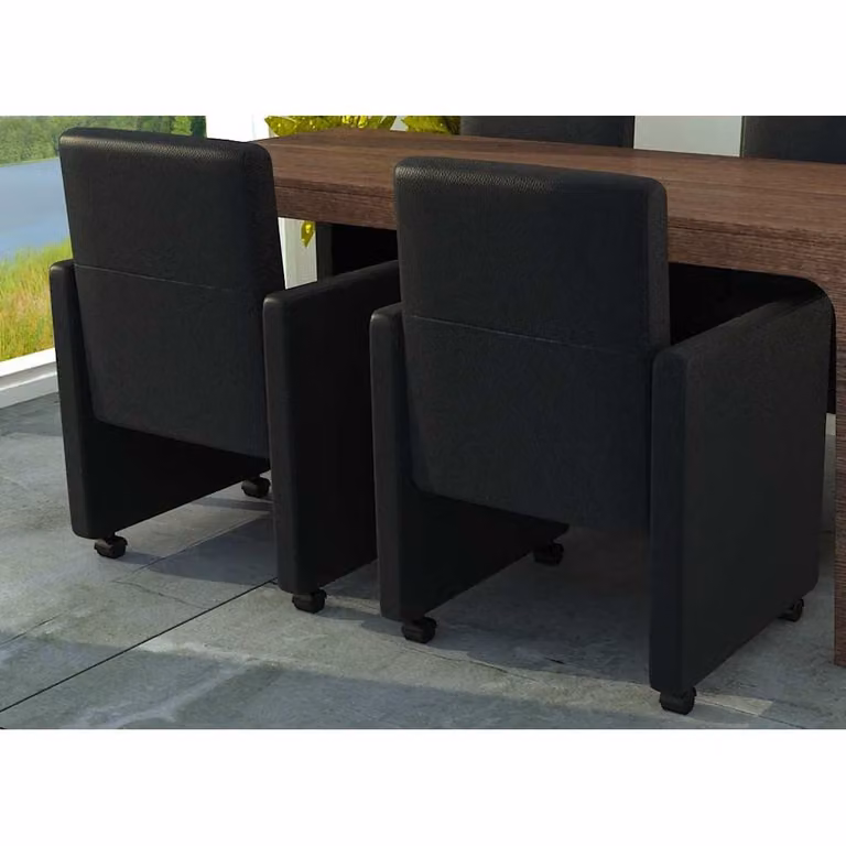 Set di 2 sedie da pranzo vidaXL in similpelle nera con design moderno