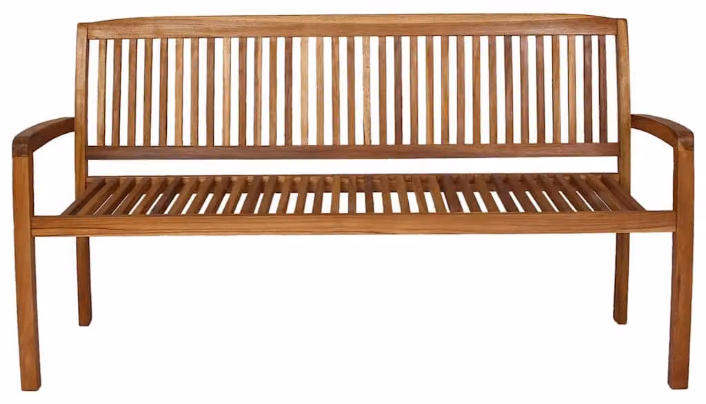 Panchina da giardino 3 posti impilabile 159 cm in legno massiccio teak