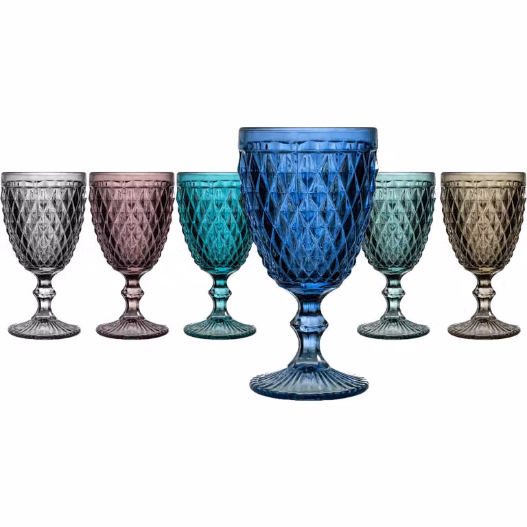 Set di 6 calici da vino Imperiali multicolor in vetro Adamas da 300 ml di Gusto Casa