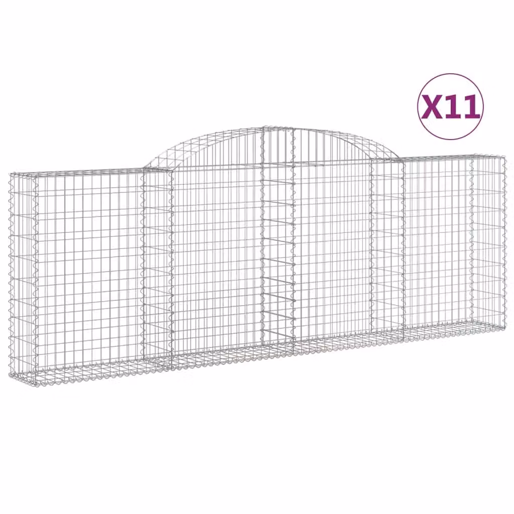 Cesti Gabbioni ad Arco 11 pz 300x30x100/120 cm Ferro Zincato