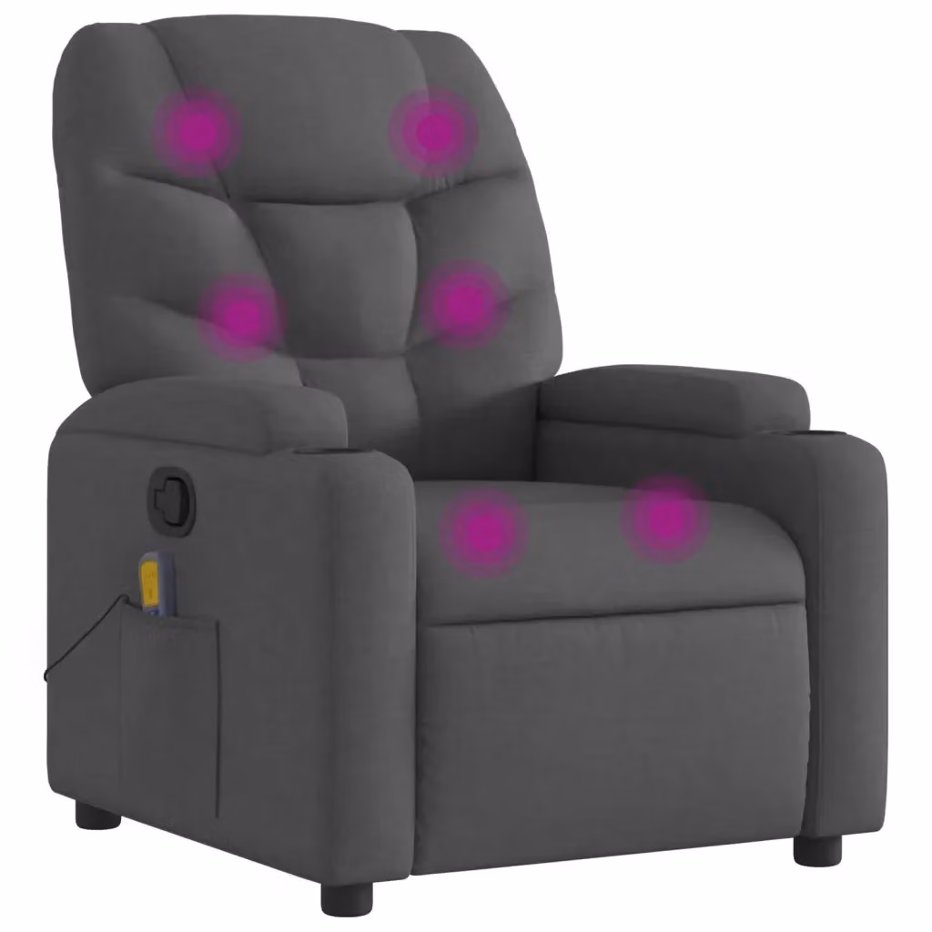 Poltrona reclinabile relax vidaXL in tessuto grigio con braccioli e leva manuale – 2