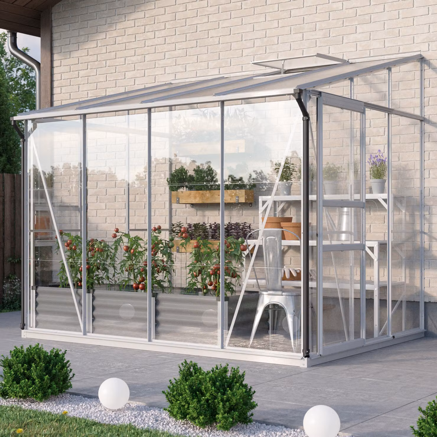 Serra addossata Vitavia "Osiris 5200" alluminio anodizzato 5,2 m² Vetro di sicurezza temperato da 3 mm, HKP da 6 mm