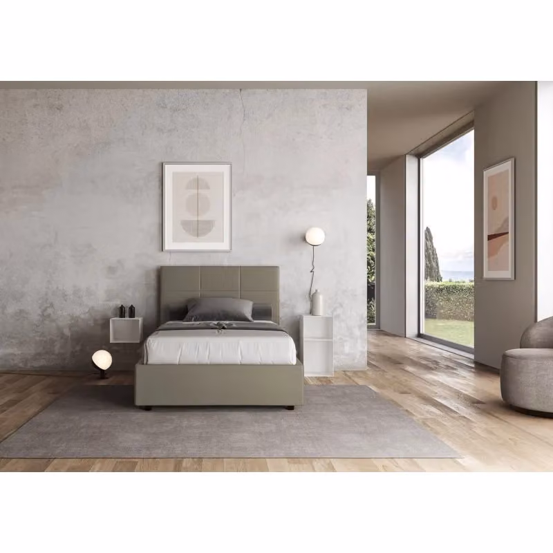 Letto imbottito con contenitore Mika Ityhome in similpelle beige L: 145 cm, P: 230 cm, H: 122 cm – 2