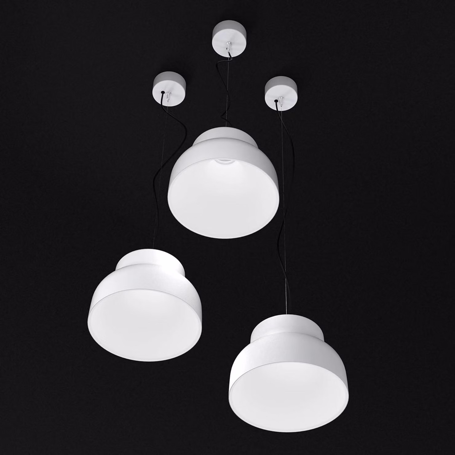 Martinelli Luce Lampada a sospensione Cicala, Bianco / Opale, Soggiorno / Sala da pranzo, Alluminio, Design, Lampada a sospensione
