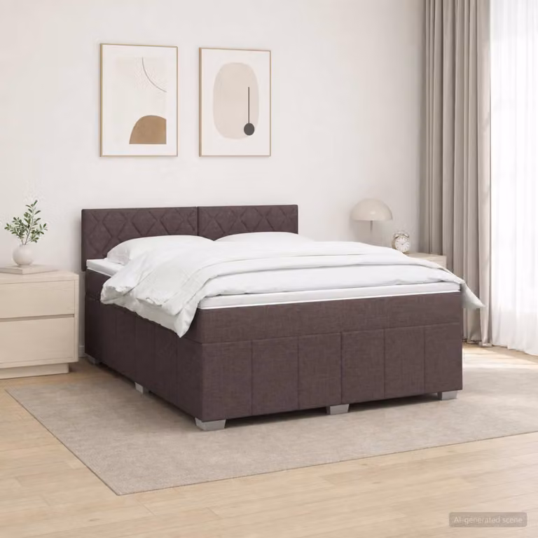 Letto Box Spring vidaXL con Materasso a Molle Insacchettate e Illuminazione LED sotto il Letto, Marrone Scuro, L/P: 160 x 200 cm