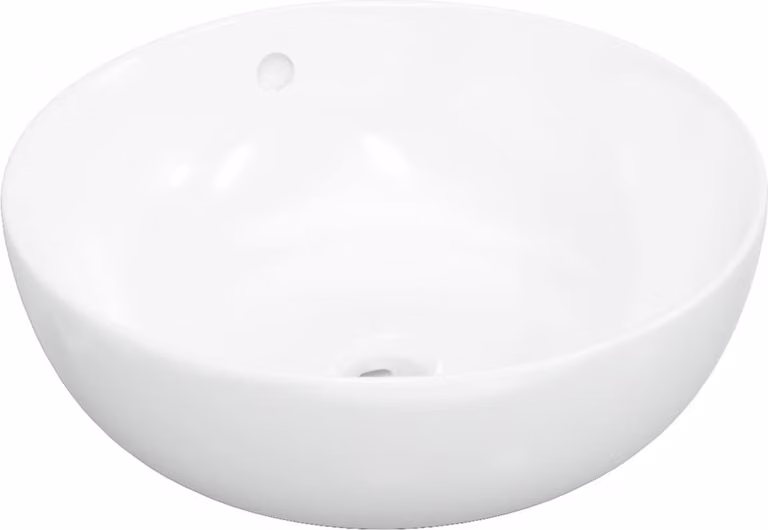 Lavandino Bianco 44x17 cm in Vetroceramica Rotondo