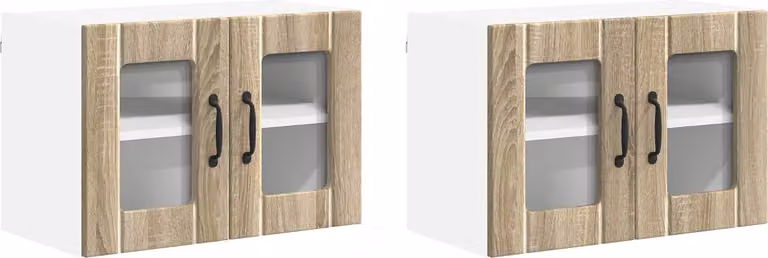Mobile in vetro da parete LUCCA 2 pcs Rovere Sonoma