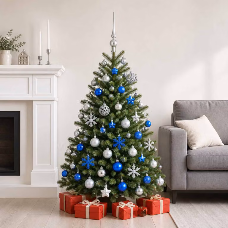 vidaXL Set di Palline di Natale 111 pz Blu e argento 6 cm Polistirolo