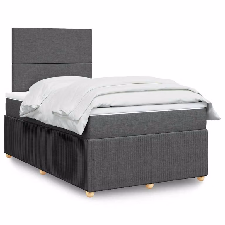 vidaXL Giroletto a Molle con Materasso Ibrido in Tessuto Grigio e Bianco L/P/H: 120 x 200 x 190 cm