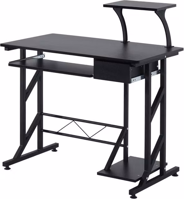 Scrivania Minimal con cassetto e vassoio tastiera nera L 90 cm, P 50 cm, H 100 cm