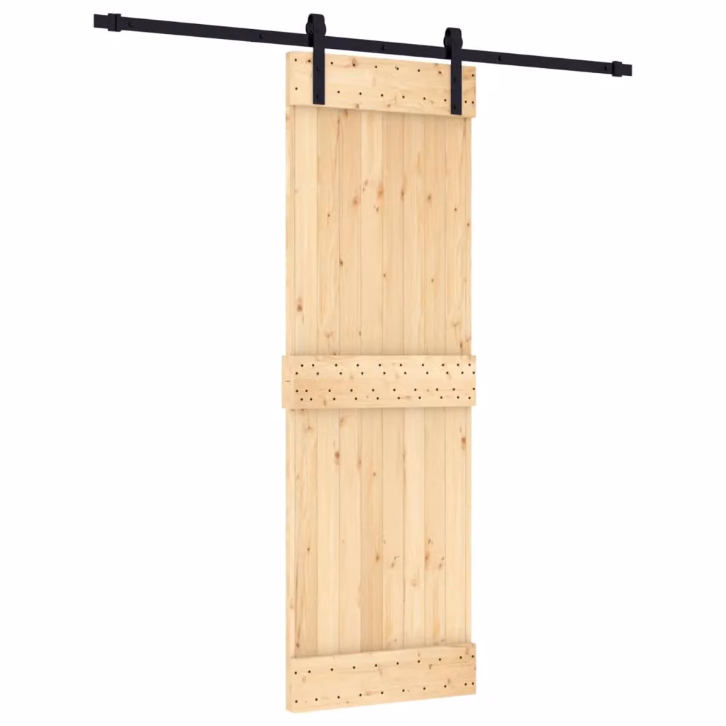 Porta scorrevole moderna vidaXL in legno e acciaio, colori marrone, nero e beige, L: 200 cm, H: 210 cm – 2