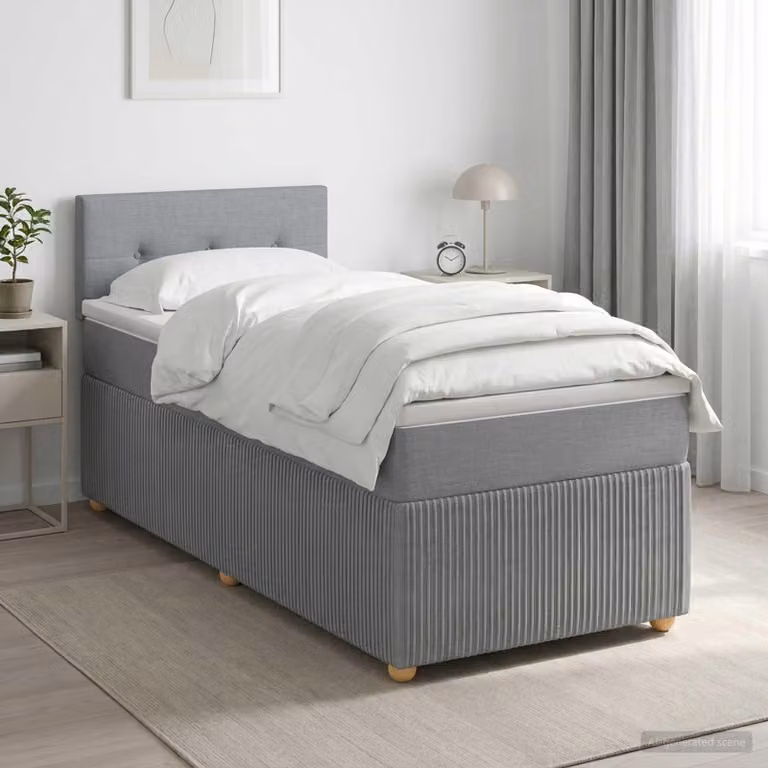 Maison Exclusive - Letto boxspring con materasso Grigio chiaro 90 x 190 cm Tessuto