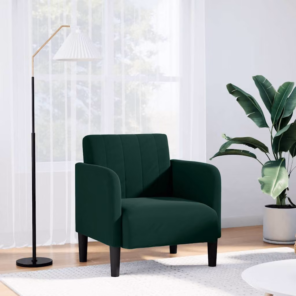 vidaXL Poltrona con Braccioli in Velluto Verde con Design Moderno