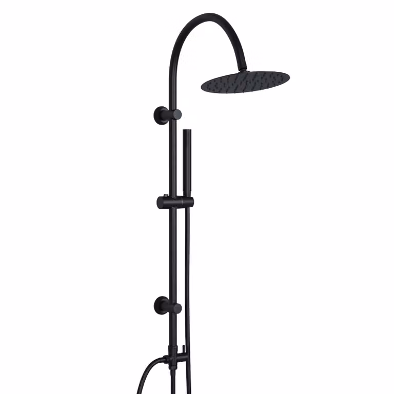 JOHO Colonna Doccia idromassaggio Doccia Acciaio Inox Senza Miscelatore Fori Muro Regolabili Soffione Doccetta, asta doccia forma di U, D20cm Nero