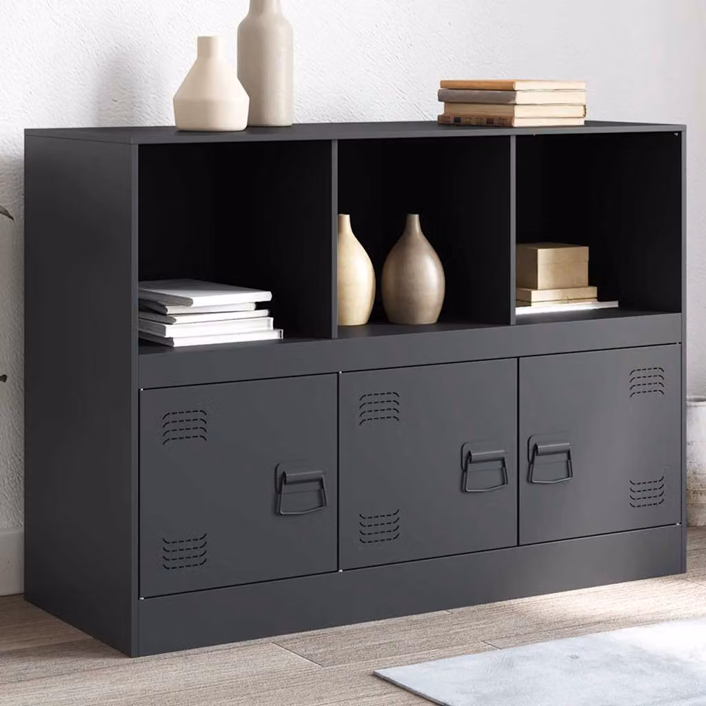 Credenza in acciaio vidaXL colore antracite L 99 x P 39 x H 73 cm