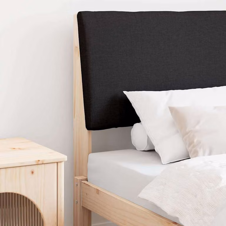 Testiera imbottita vidaXL in pino massello, colore nero, Larghezza: 75 cm