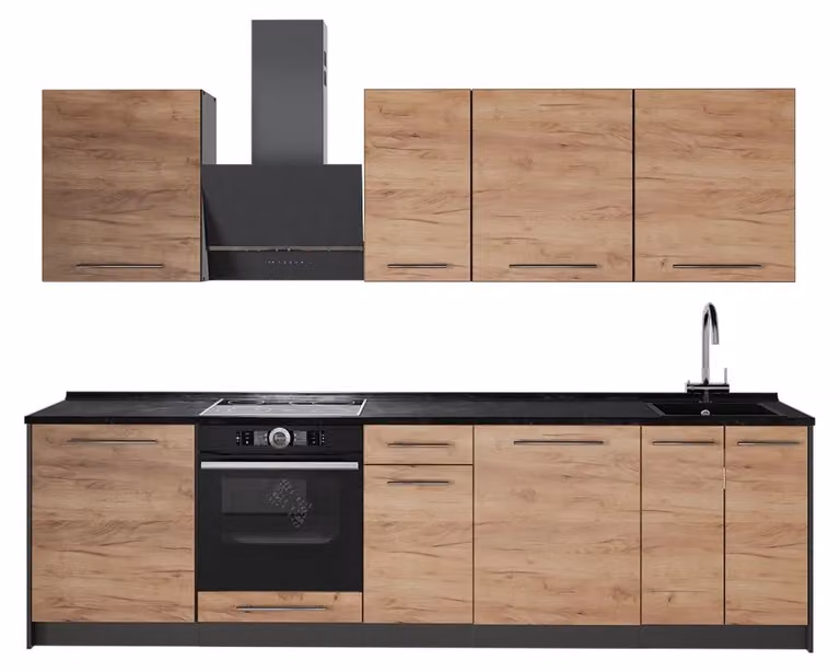 Cucina componibile Vicco Fame-Line Rovere dorato/Antracite 280 cm, PL Antracite, Model 64160