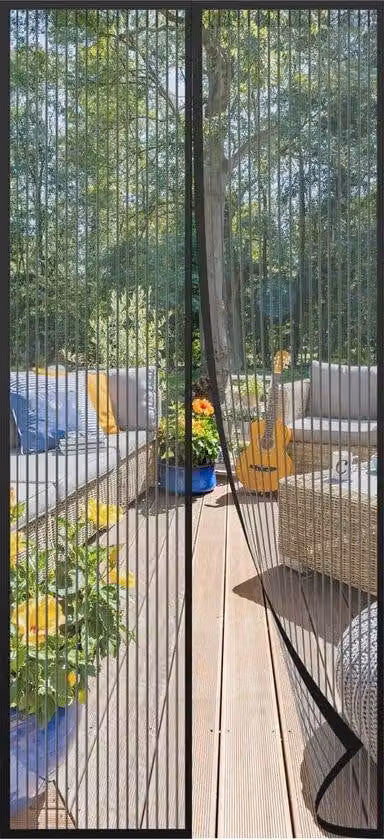 Porta automatica per balcone con chiusura magnetica per portefinestre e cantine - Autoadesiva - Girevole - 90x212 cm - Nera