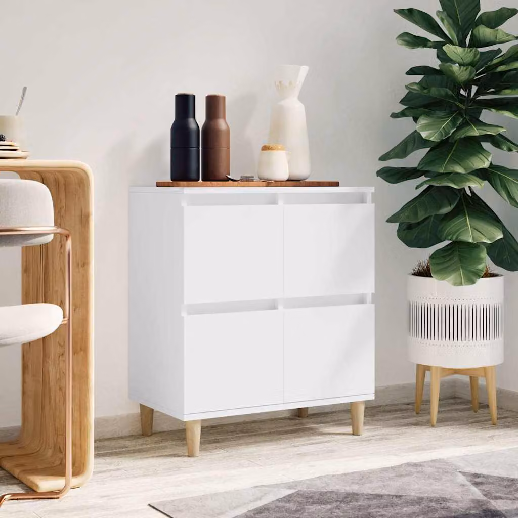 Credenza a parete vidaXL in legno MDF bianco e beige L: 60 cm, P: 35 cm, H: 70 cm