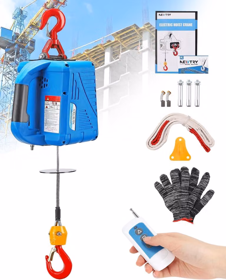 Traliccio elettrico con telecomando wireless, telecomando a filo, verricello elettrico da 1500 W con protezione da sovraccarico, portata massima: 300 kg